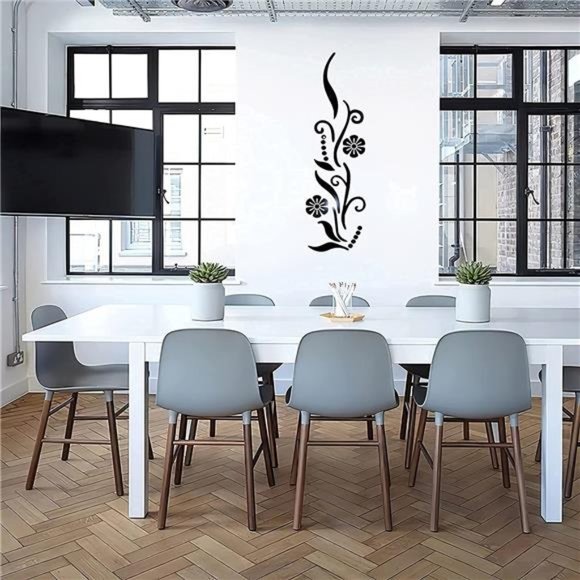 3D Flower Acrylic Wall Sticker for Bedroom Living Room Sofa Backdrop (Black) - Picture 6 of 6